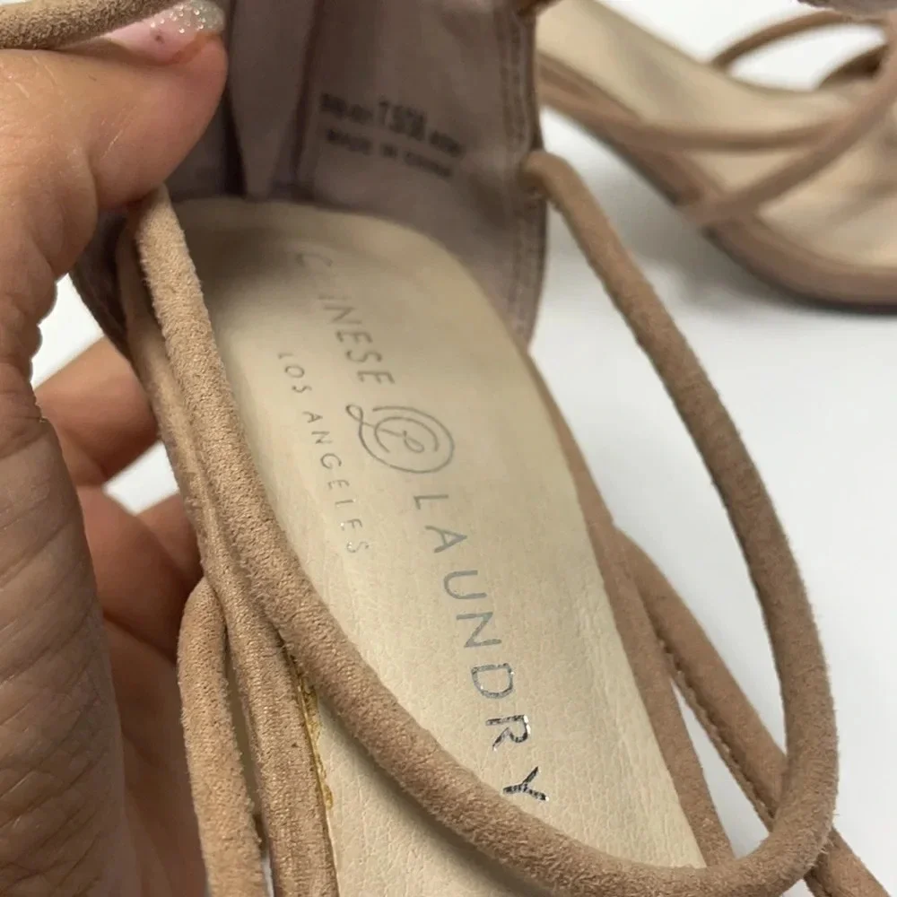 Chinese laundry suede strappy sandal heels